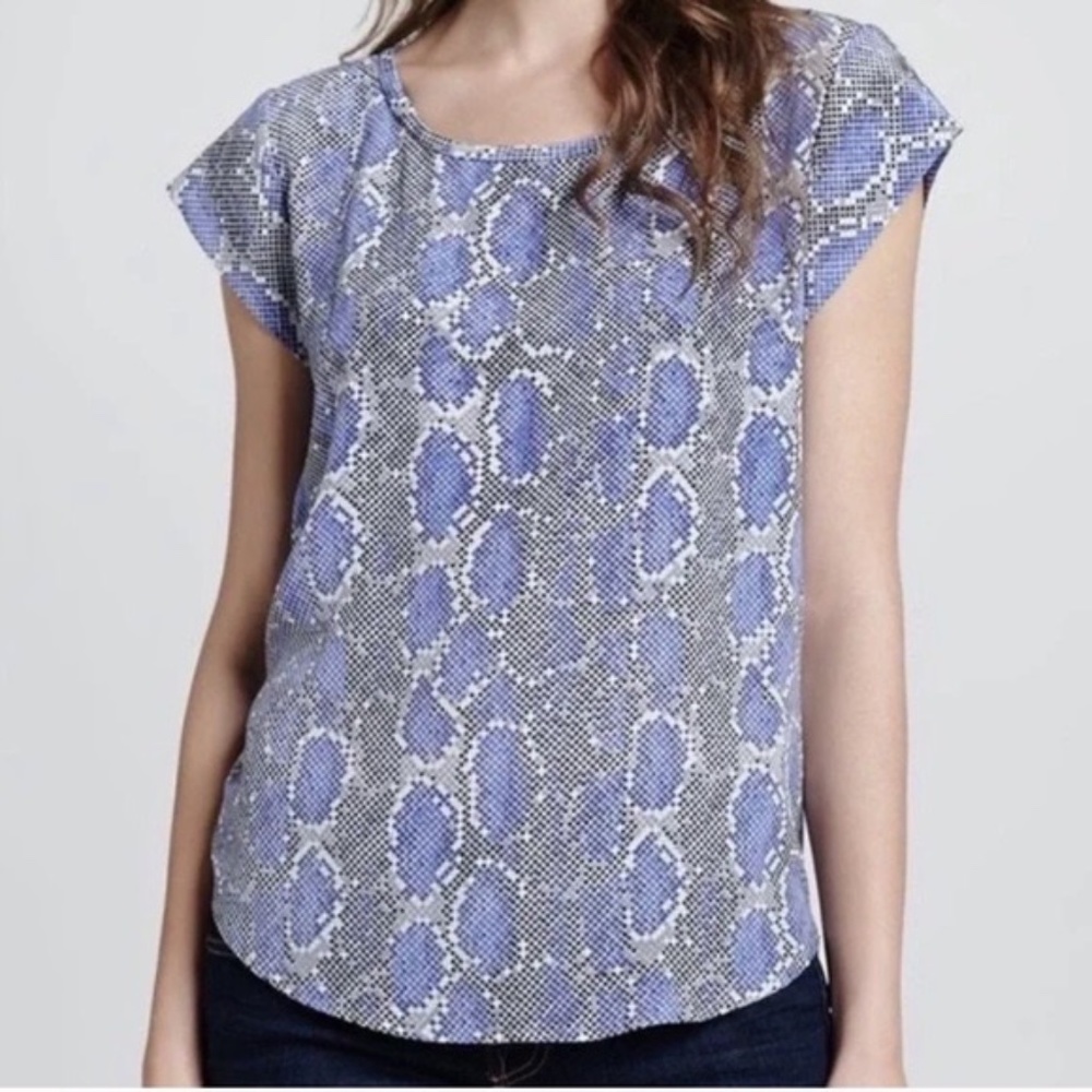 Joie Rancher Snake Print Silk Top Medium